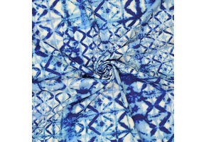 Viscose Linnen Digitaal Shibori Tie Dye Blauw