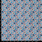Viscose Linen Digital Fine Flowers Blue