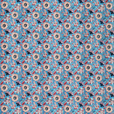 Viscose Linen Digital Fine Flowers Blue
