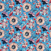 Viscose Linen Digital Fine Flowers Blue