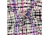Viscose Linen Digital Tie Dye Check Purple