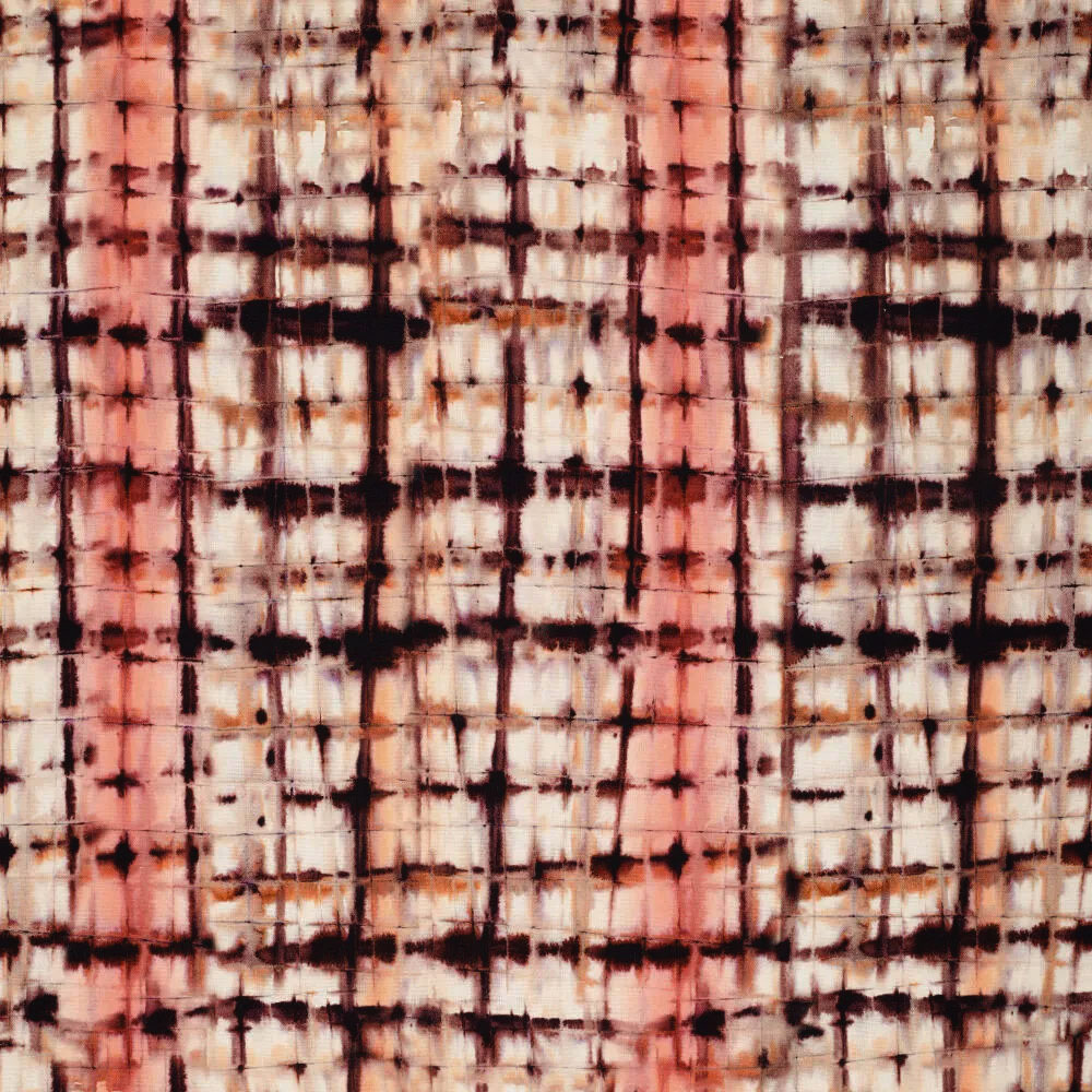 Viskose Leinen Digital Tie Dye Check Rosa
