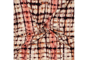 Viskose Leinen Digital Tie Dye Check Rosa
