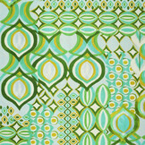 Viscose Linen Digital Drops Motives Green