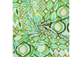 Viskose Leinen Digital  Drops Motives Grün