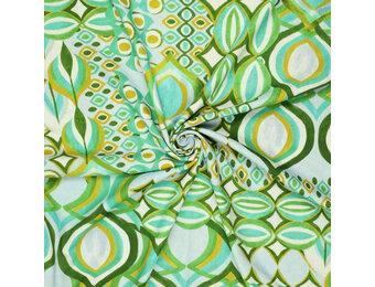 Viskose Leinen Digital Drops Motives Grün