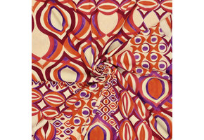 Viscose Linen Digital Drops Motives Red