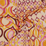 Viscose Linen Digital Drops Motives Pink