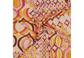 Viskose Leinen Digital  Drops Motives Rosa