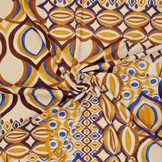 Viscose Linen Digital Drops Motives Brown