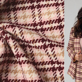 Woven Woolen Fabric Check Pink