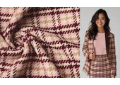 Woven Woolen Fabric Check Pink