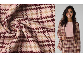 Woven Woolen Fabric Check Pink
