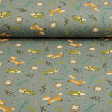 Sweatstoff Alpenfleece Fox and Friends Grün