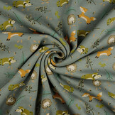 Sweatstoff Alpenfleece Fox and Friends Grün