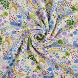 Sweatstoff Alpenfleece Forest Animals Creme Melange