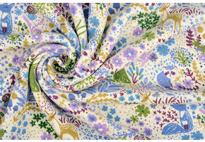 Sweatstoff Alpenfleece Forest Animals Creme Melange