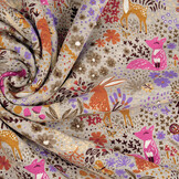 Sweatstoff Alpenfleece Forest Animals Grau Melange