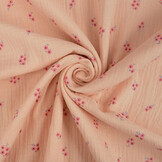 Double Gauze Fabric Flowers Haily Salmon
