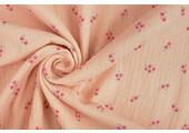 Double Gauze Fabric Flowers Haily Salmon