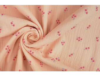 Hydrofiel Stof Mini Bloemen Haily Zalm