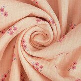 Double Gauze Fabric Flowers Haily Salmon
