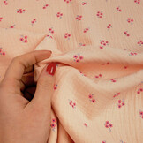 Hydrofiel Stof Mini Bloemen Haily Zalm