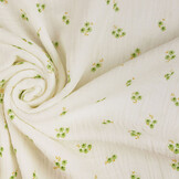 Double Gauze Fabric Flowers Haily Off-White