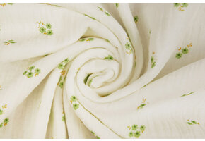 Double Gauze Fabric Flowers Haily Off-White