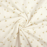 Baumwoll Musselin Stoff Mini Palme Off-White