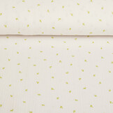 Double Gauze Fabric Mini Leaves White