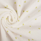 Double Gauze Fabric Mini Leaves White