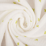 Double Gauze Fabric Mini Leaves White