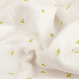 Double Gauze Fabric Mini Leaves White