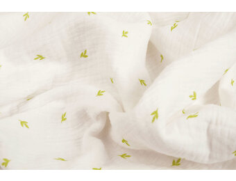 Hydrofiel Stof Mini Blaadjes Wit