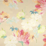 Stretch Satijn Bedrukt Bloem Lilian Beige