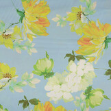 Stretch Satin Bedruckt Blume Lilian Blau