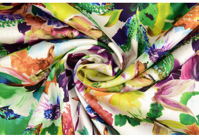 Stretch Satin Printed English Garden