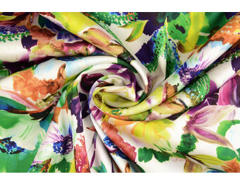 Stretch Satin Printed English Garden