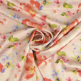 Stretch Satin Printed Flower Galore