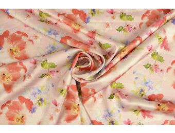 Stretch Satin Printed Flower Galore