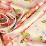 Stretch Satin Printed Flower Galore