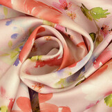 Stretch Satin Printed Flower Galore