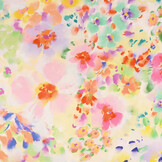 Stretch Satin Printed Watercolour Flowers