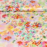 Stretch Satijn Bedrukt Watercolour Flowers