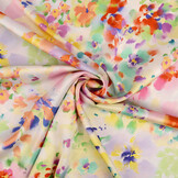 Stretch Satijn Bedrukt Watercolour Flowers
