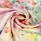 Stretch Satin Printed Watercolour Flowers
