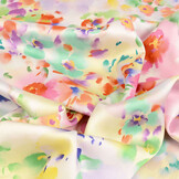 Stretch Satin Printed Watercolour Flowers