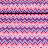 Stretch Poplin ZigZag Multi Purple