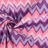 Stretch Poplin ZigZag Multi Paars